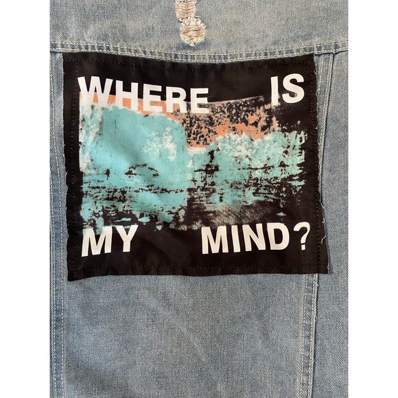 Distressed Denim Jacket 1987 NYC Patches Where Is My Mind - Picture 10 of 10